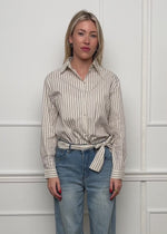 Striped bow blouse - beige