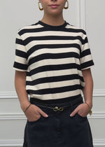 T-Shirt mit Blockstreifen - schwarz-offwhite
