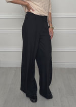 High-waisted wide-leg trousers - black