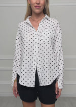 Musselin Hemdbluse mit Punkten - weiß