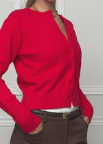 Feinstrickjacke mit Strukturmuster - rot