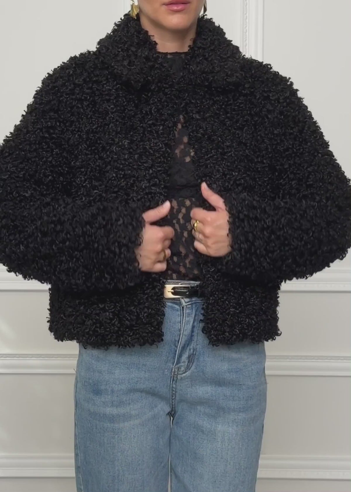 Teddy fleece jacket - black by SASSYCLASSY