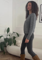 Cardigan mit Pailletten und Lurex - grau