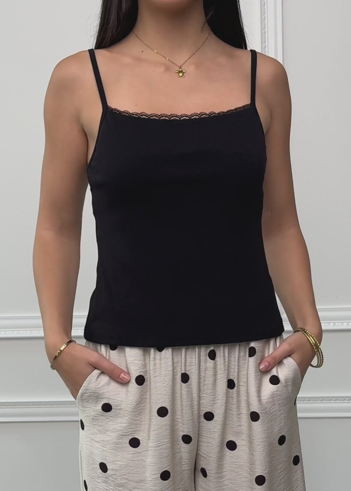 Strap top with lace - black by SASSYCLASSY