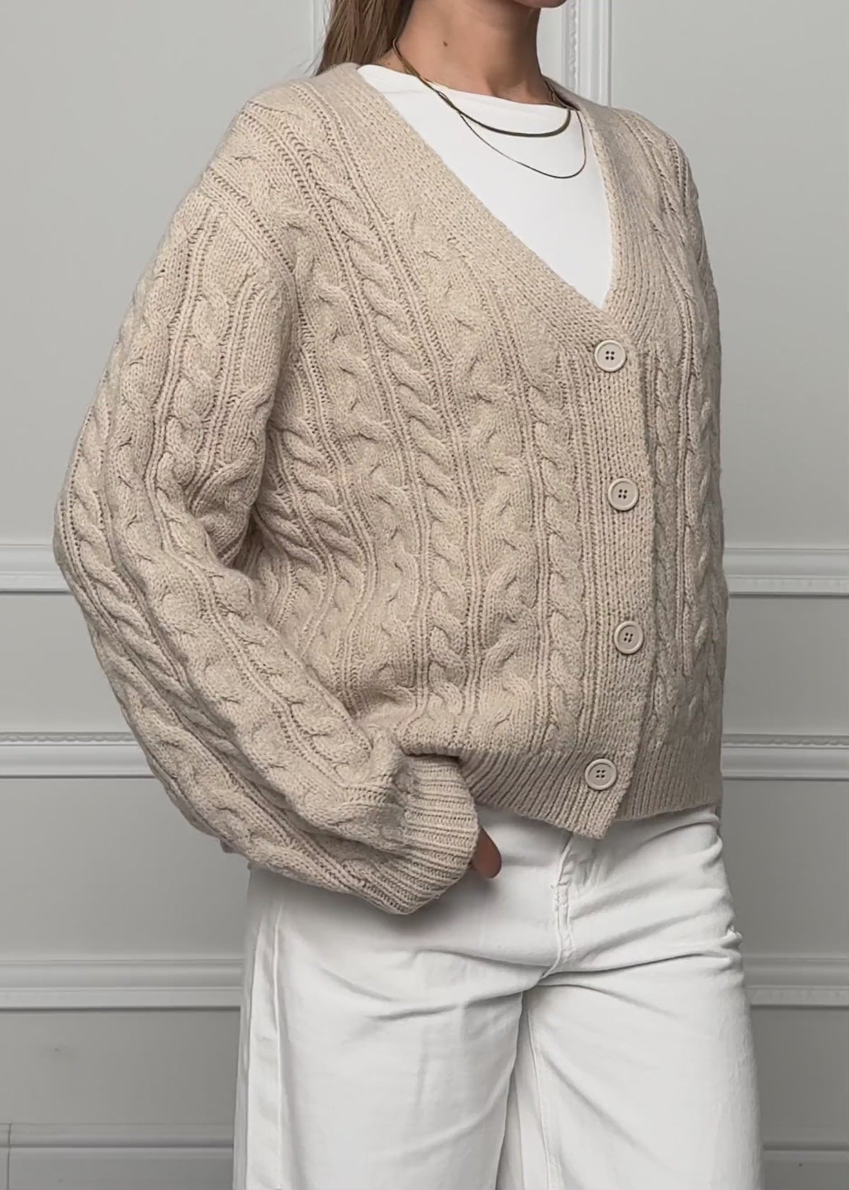 Cable knit cardigan - greige by SASSYCLASSY