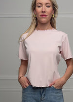 T-Shirt mit Wellenkante - rosa