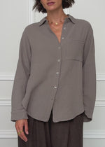 Musselin Hemdbluse - taupe