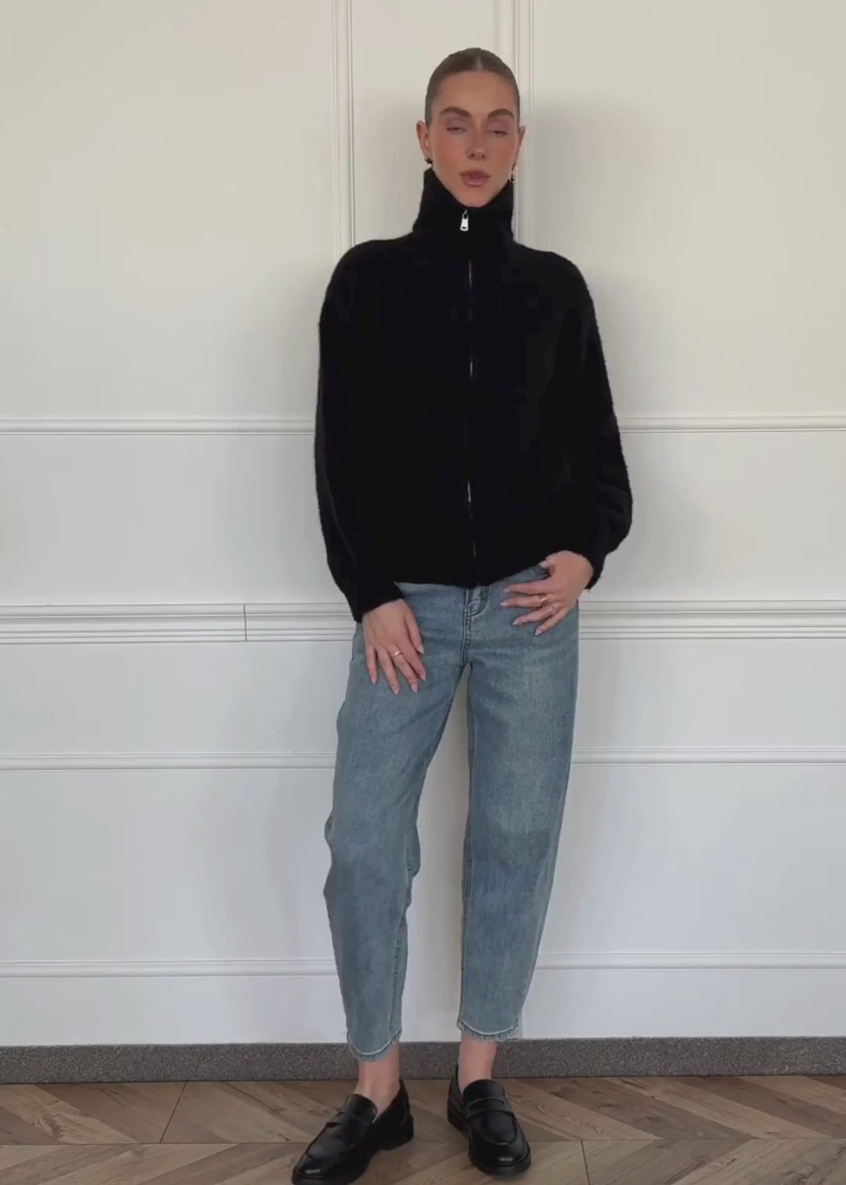 Cardigan mit Reißverschluss - schwarz