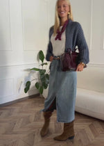 Offener Grobstrick-Cardigan - blau