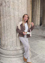 Short jacket with reversible collar - taupe