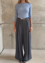 Bundfaltenhose mit weitem Bein - anthrazit