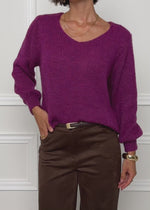 Pullover mit V-Ausschnitt - mauve