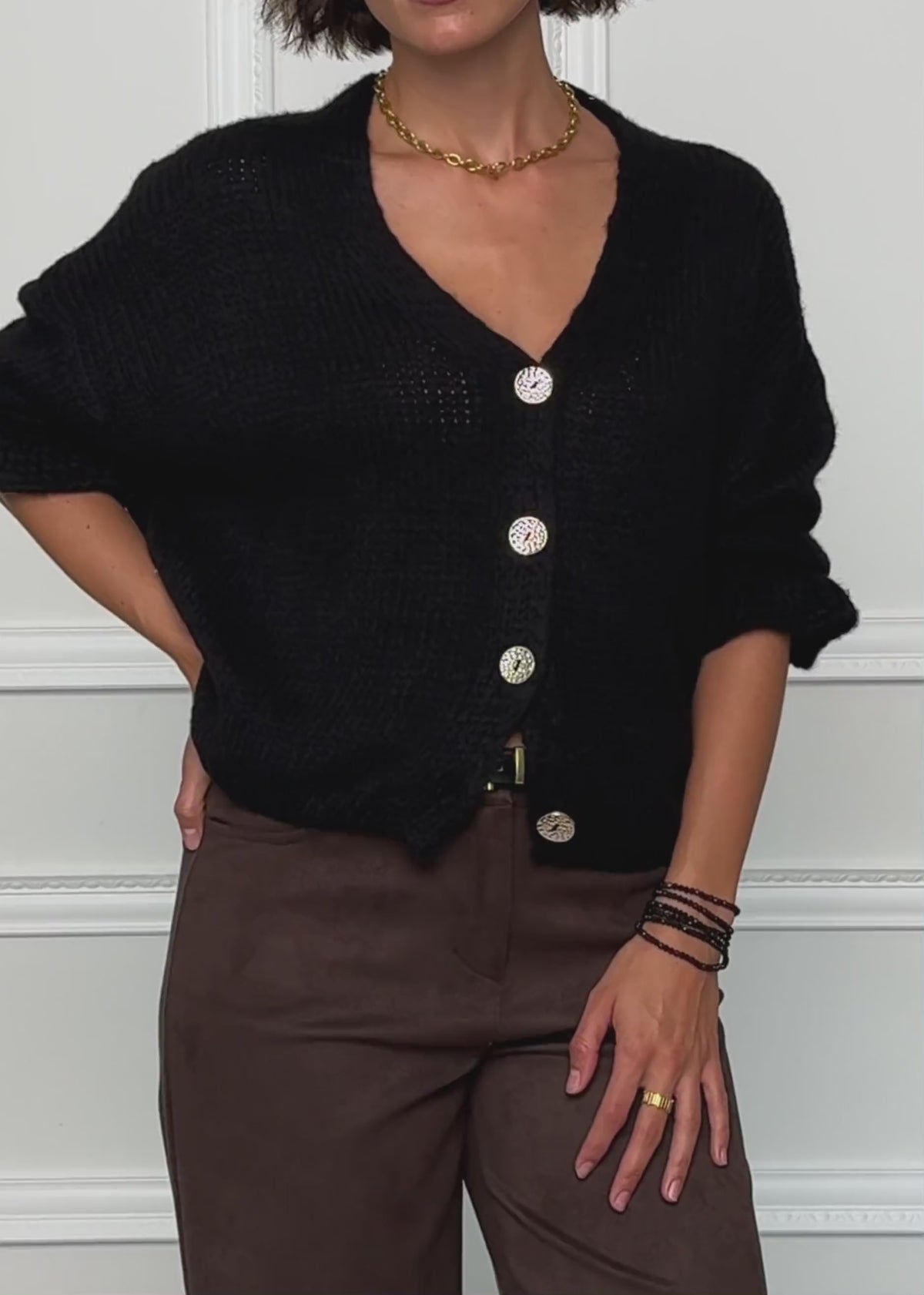 Strickjacke mit 3/4-Ärmeln - schwarz by SASSYCLASSY