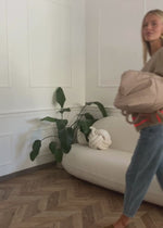 Striped cardigan with outer seams - beige