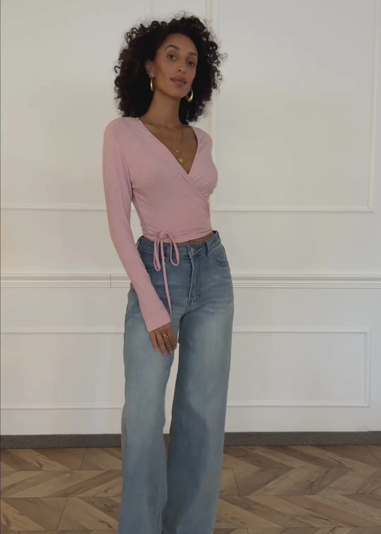 Langarmshirt zum Wickeln, rosa