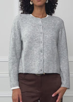 Cardigan with rib structure - light gray