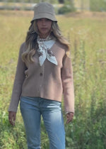 Cardigan in gerippter Struktur - taupe