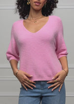 Strickoberteil mit V-Ausschnitt - rosa