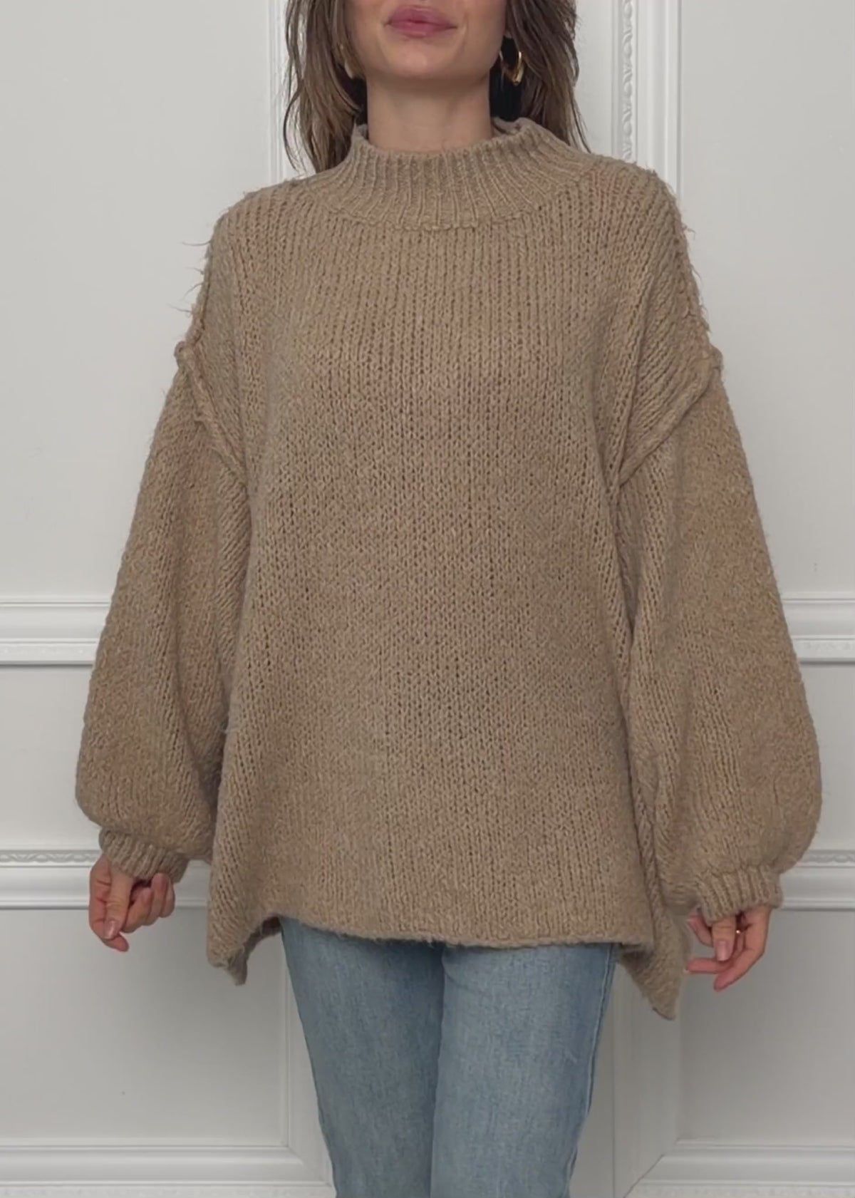 Oversize chunky knit jumper - beige by SASSYCLASSY