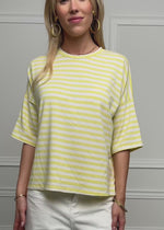 Oversize T-Shirt mit Streifen - gelb-weiß