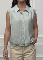 Ärmellose Chiffon Bluse - salbeigrün