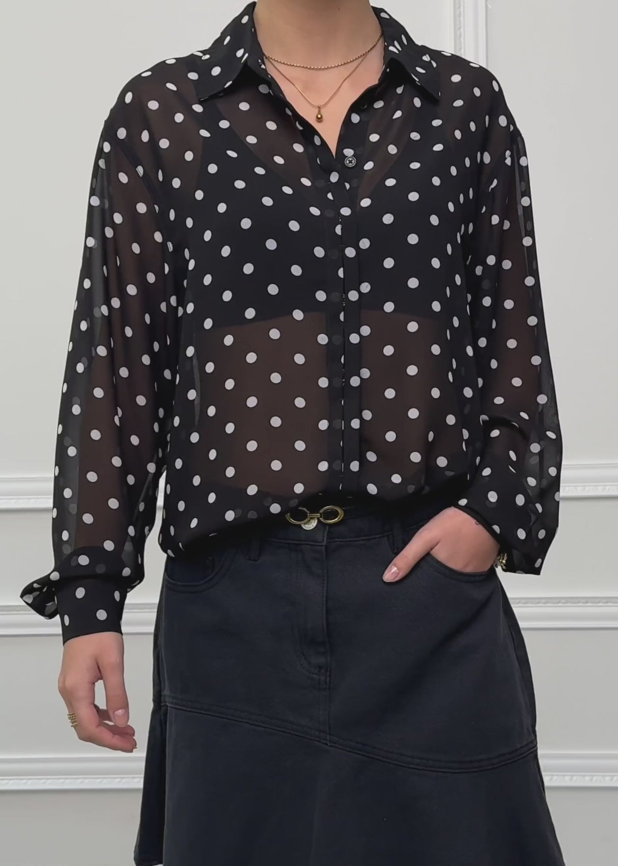 Transparent blouse with dot print - black by SASSYCLASSY