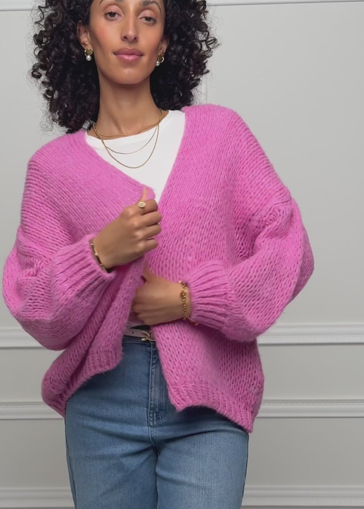 Oversized cardigan, pink by SASSYCLASSY