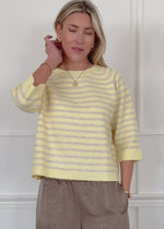 Gestreiftes Strickoberteil - gelb-taupe