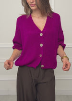 Strickjacke mit 3/4-Ärmeln - fuchsia