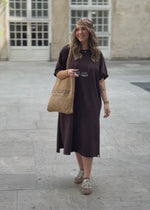 sassyclassy Langes Oversize T-Shirt Kleid - dunkelbraun