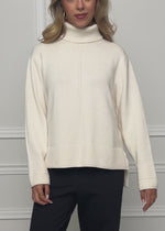 Roll neck jumper with decorative stitching - off-white