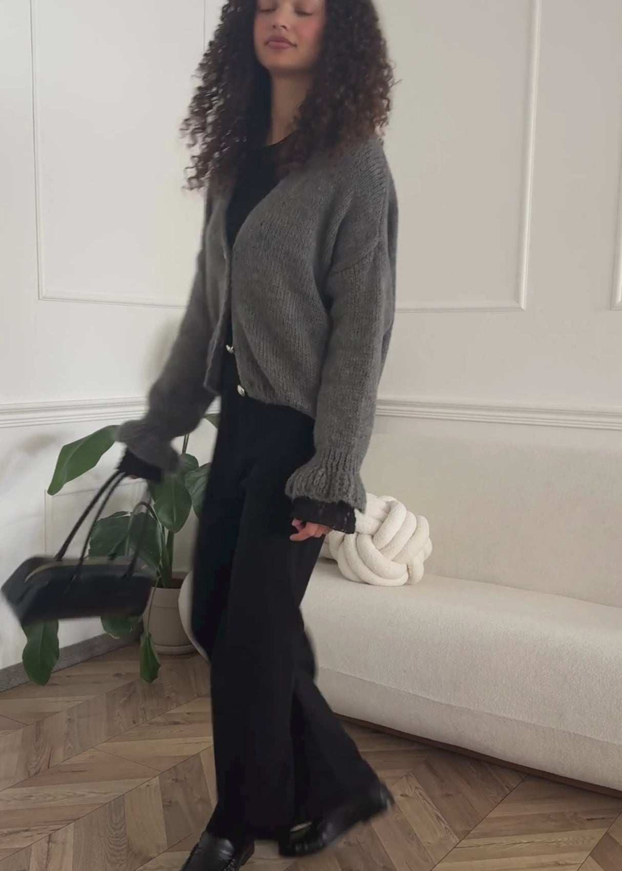 Cardigan mit Volants - dunkelgrau