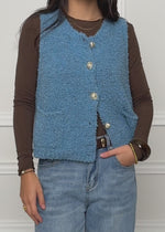 Bouclé vest with pockets - blue