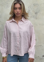 Oversize Bluse mit Karomuster - rosa