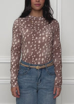 Langarmshirt mit Bambi-Print - taupe