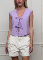 Musselin top with loops - lilac