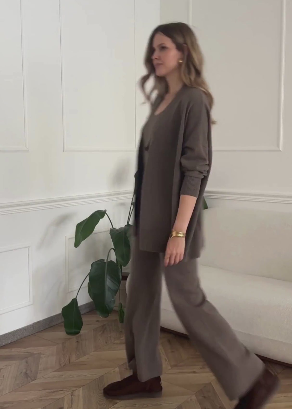 Knitting pants with cashmere - taupe