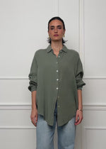 Musselin Bluse oversize, kurz - khaki