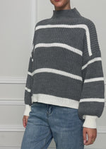 Striped turtleneck jumper - grey-offwhite