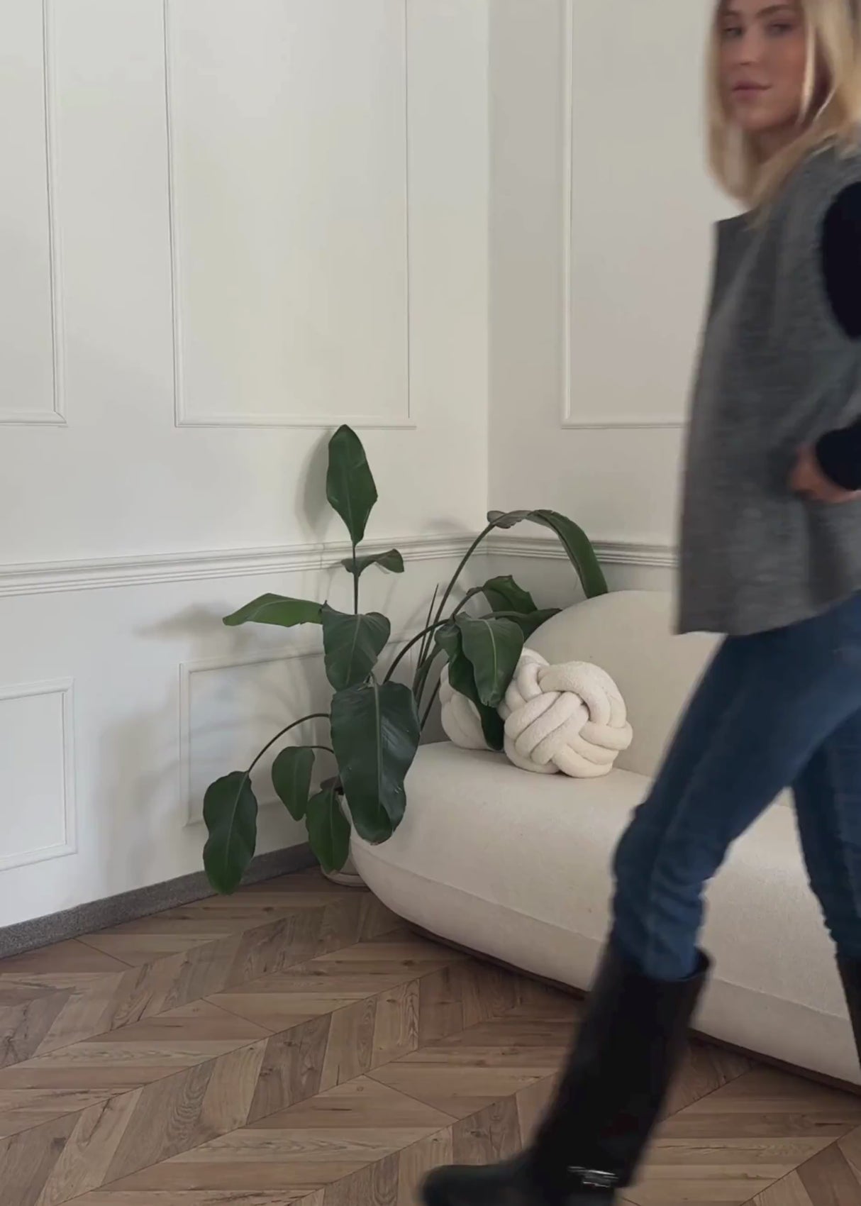 Ärmellose Weste mit Wollstruktur - grau