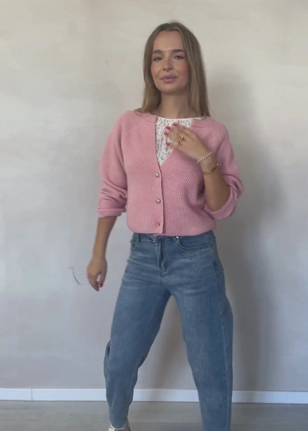 Cardigan mit V-Ausschnitt - altrosa