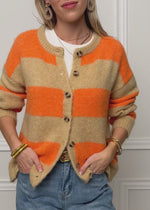 Cardigan with block stripes - orange
