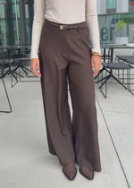 High Waist Hose mit weitem Bein - braun