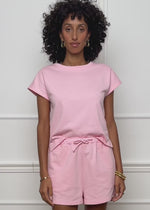 Kurzarm Sweatshirt aus French Terry - rosa