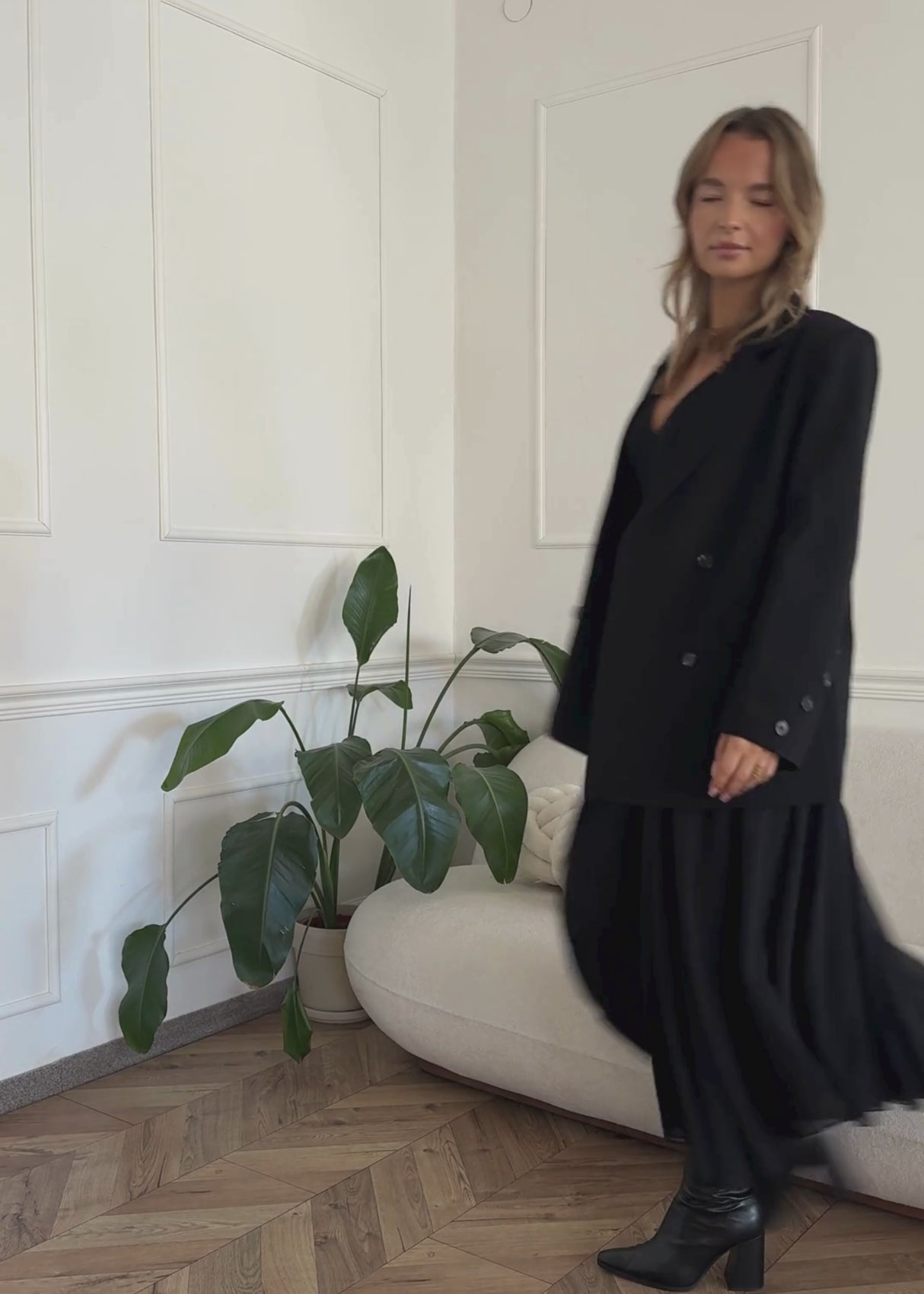 Langer Chiffon Rock - schwarz