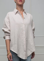 Musselin Bluse oversize, kurz, hellbeige