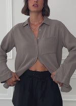 Musselin Hemdbluse - taupe