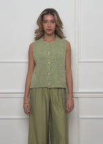 Bouclé-Weste mit Taschen - grün