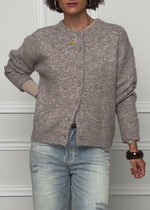 Strickjacke mit Knopfleiste - taupe