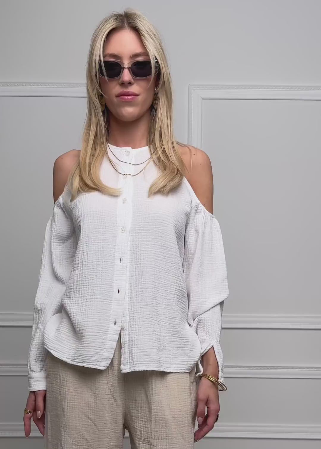Musselin Bluse mit Cut-Outs - weiß by SASSYCLASSY